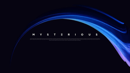 Premium neon light dark background with sophisticated colored fabric and flowing graphic elements. Mystic shadow wallpaper for poster, banner, website, flyer, presentation etc. Vector illustration EPS