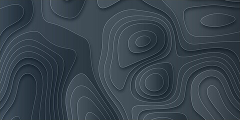 Abstract background with papercut multi layers 3D black gray color texture vector background .. Paper art 3d vector banner. 3d topography relief .  topography concept or smooth origami shape paper .