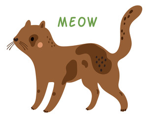 Cat talking. Cute fluffy pet saying meow