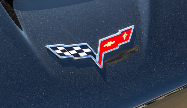 Chevrolet Corvette Logo On A Black Z06 Car Body