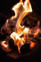 fire in fireplace