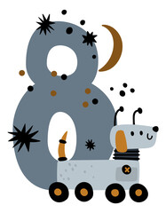 Kid anniversary number. Eight years old party