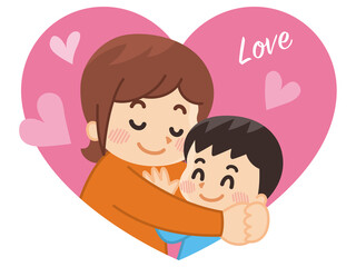 抱き合う親子　母と息子　母の日