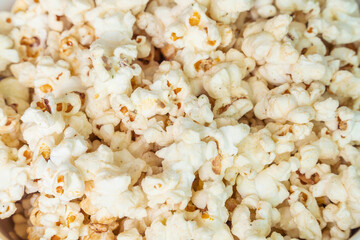 close up of scattered popcorn texture background