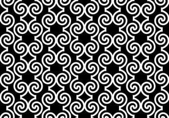 Abstract geometry pattern in Arabian style. Seamless vector background. White and black graphic ornament. Simple lattice graphic design