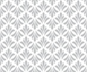 Flower geometric pattern. Seamless vector background. White and gray ornament. Ornament for fabric, wallpaper, packaging. Decorative print.