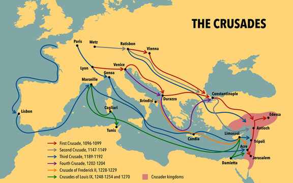 Map Of The Crusades Main Routes And Roads