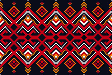 Beautiful Seamless pattern of geometric ethnic oriental pattern traditional.black background.Aztec style,abstract,vector,illustration.design for texture,fabric,clothing,wrapping,decoration,carpet.
