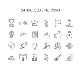 Line icon set. Success pack. Vector Illustration