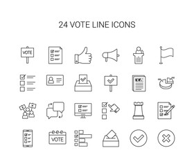 Line icon set. Vote pack. Vector Illustration