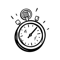 Hand drawn stopwatch Doodle Sketch Style, time quick fast logo concept - obrazy, fototapety, plakaty