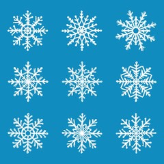 Fototapeta na wymiar Vector collection of snowflakes, hand-drawn
