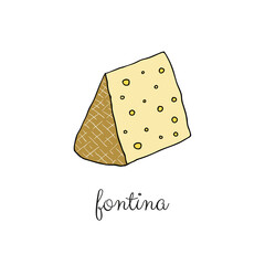 Hand drawn fontina cheese.