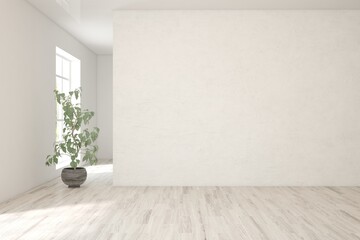 Fototapeta premium White empty room. Scandinavian interior design. 3D illustration