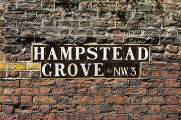 Street Sign for Hampstead Grove in Hampstead, London