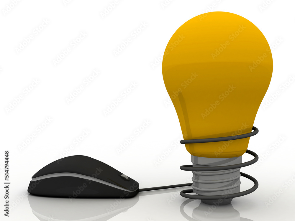 Aufkleber 3d rendering fluorescent cfl lamp with mouse connected globe