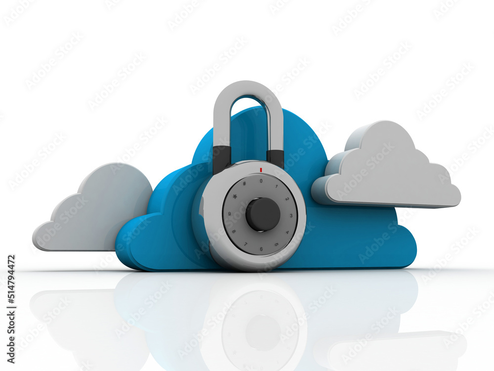 Poster 3d rendering cloud computing, security