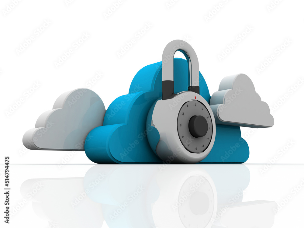 Poster 3d rendering cloud computing, security