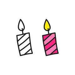 Doodle outline and colored candle.