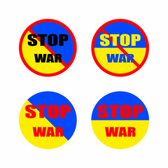 Flag of Ukraine. Pray for peace and save Ukraine. Stop War icon set. Flat. Vector illustration