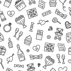 Seamless pattern with Valentine s day icons.