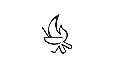 simple vector logo cooking on a bonfire