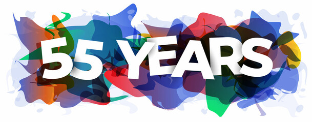The inscription ''55 Years'' on an abstract background. Creative banner or header for the website. Vector illustration.