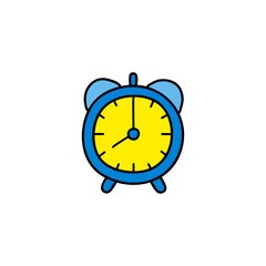 Doodle colored alarm clock.