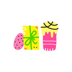 Doodle present box, kulich and egg.