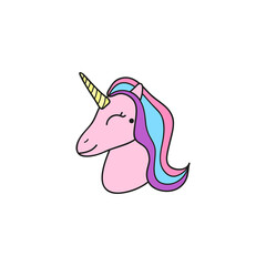 Fototapeta premium Doodle unicorn head portrait.
