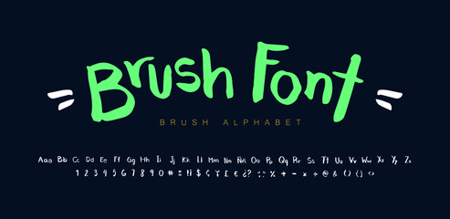 Vector Hand Drawn Alphabet Font. Brush painted letters set.