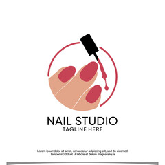 Nail polish vector icon logo design Premium Vector