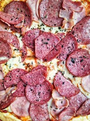 pizza with salami and sausage