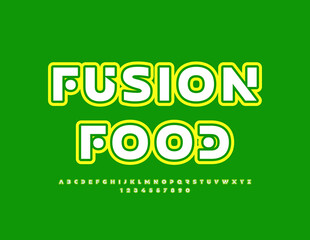 Vector modern logo Fusion Food. Creative Alphabet Letters and Numbers set. Modern stylish Font