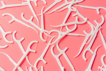 Dental floss picks perfect for background.