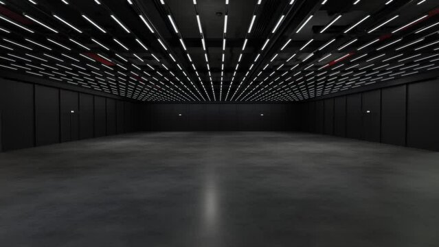 Motion Empty hall exhibition.The backdrop for exhibition stands, booth,trade show.Convention for meeting.Big room for entertainment,event,sports.Indoor for Factory,warehouse,showroom.3d render.
