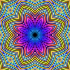 Kaleidoscope ornament and seamless pattern with traditional concept of rainbow colors and colorful layers.  Great for wall decoration, marketing, websites, and businesses