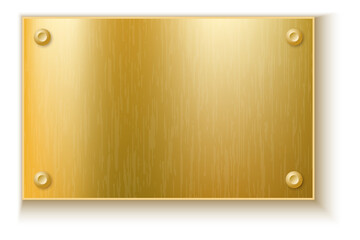 Golden plate. Realistic metallic board with screws