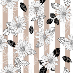 seamless flower and stripes pattern
