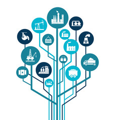 heavy industry icon concept – engineering, oil and construction industry – vector illustration EPS 10