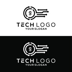 creative letter tech logo design vector