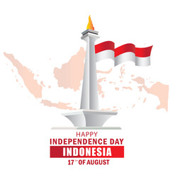 Fototapeta premium vector illustration of happy independence day in Indonesia celebration on August 17 year