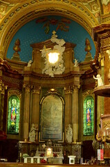 Fototapeta na wymiar Church interior in a Romano Catholic church in Oradea, Romania
