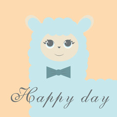 Llama cartoon alpaca. Lama animal vector isolated illustration. Cute funny hand drawn art. Design for card, sticker , fabric textile, t shirt. Children, kid modern trendy style