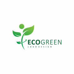 green eco people leaf logo design