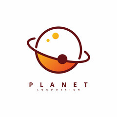 outer space planet illustration logo design