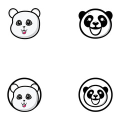 Cute panda face vector illustration.