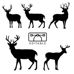 set of deer silhouettes
