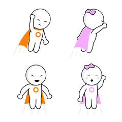 Zoo Minimal Cute Superhero Male and Female character set