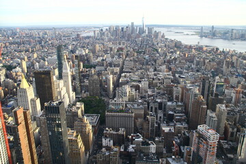 Naklejka premium new york, new york, usa, view of the skyline manhattan from the empire state building,,